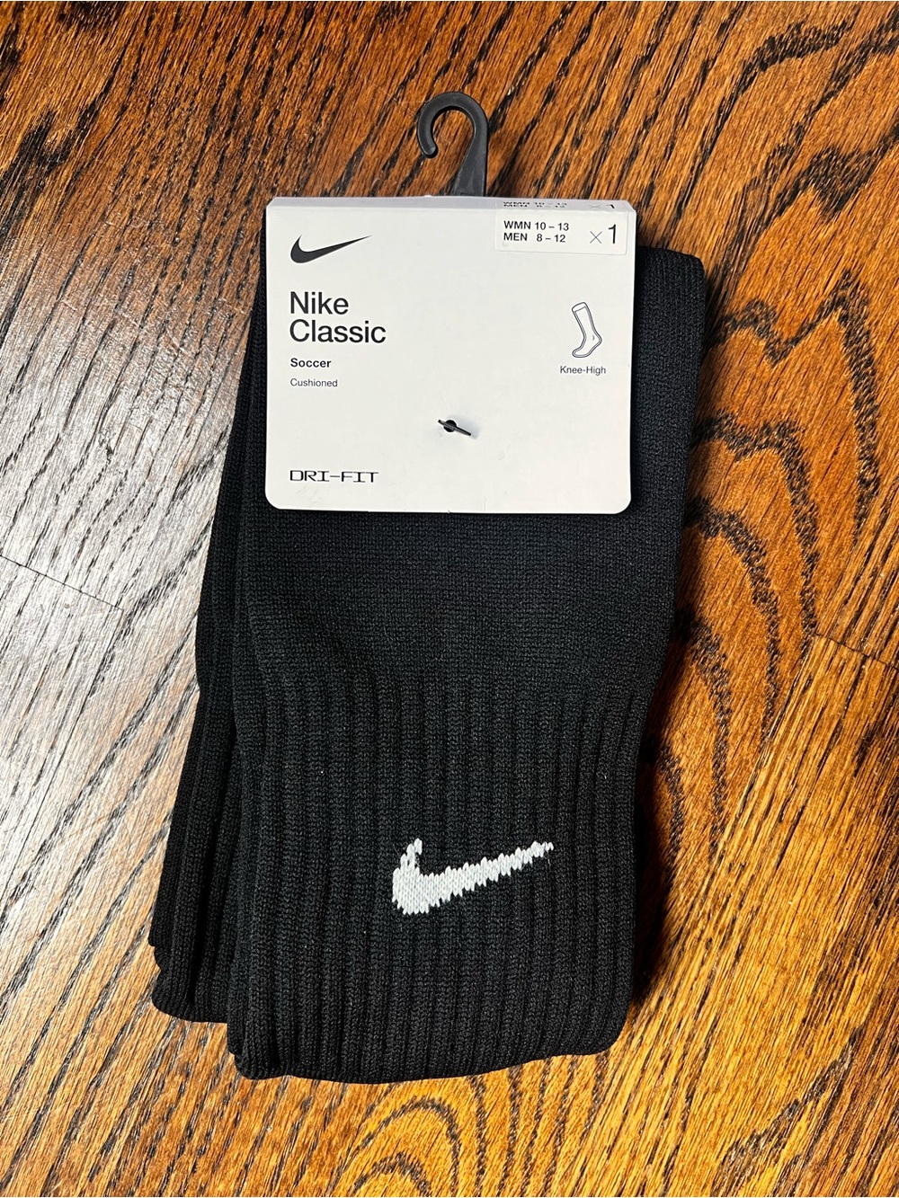 Nike Black Knee-High Soccer Socks with White Swoosh